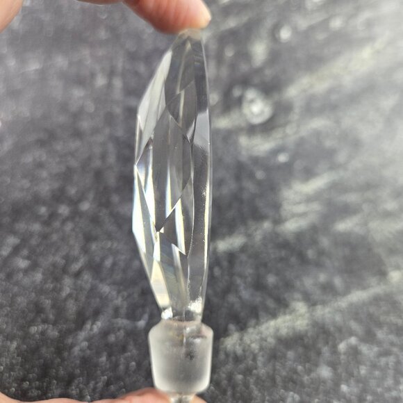 Vintage Hand Cut Highly Polished Prism Clear Crystal Perfume Bottle with Stopper - Picture 11 of 16